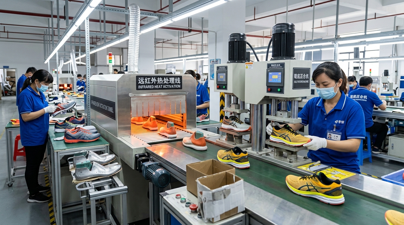 LUTE FOOTWEAR Automated Footwear Assembly Line with Infrared Activation Tunnel